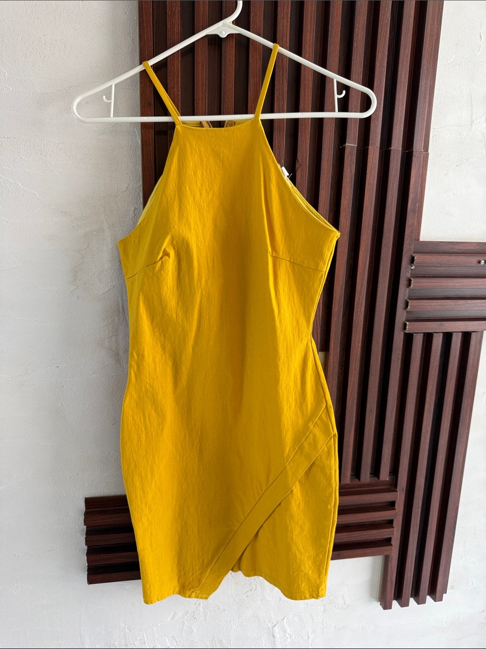 a'gaci Mustard Yellow Halter Mini Dress